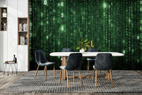 Green binary code cascading down

