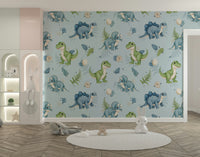 Blue dinosaur mural for toddler wall

