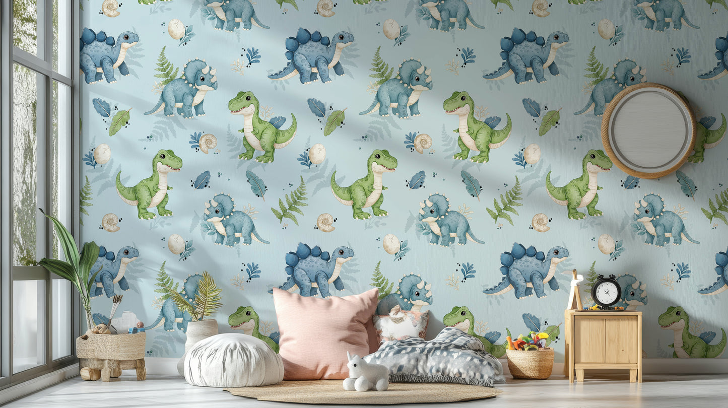 Dino peel and stick wallpaper for nursery

