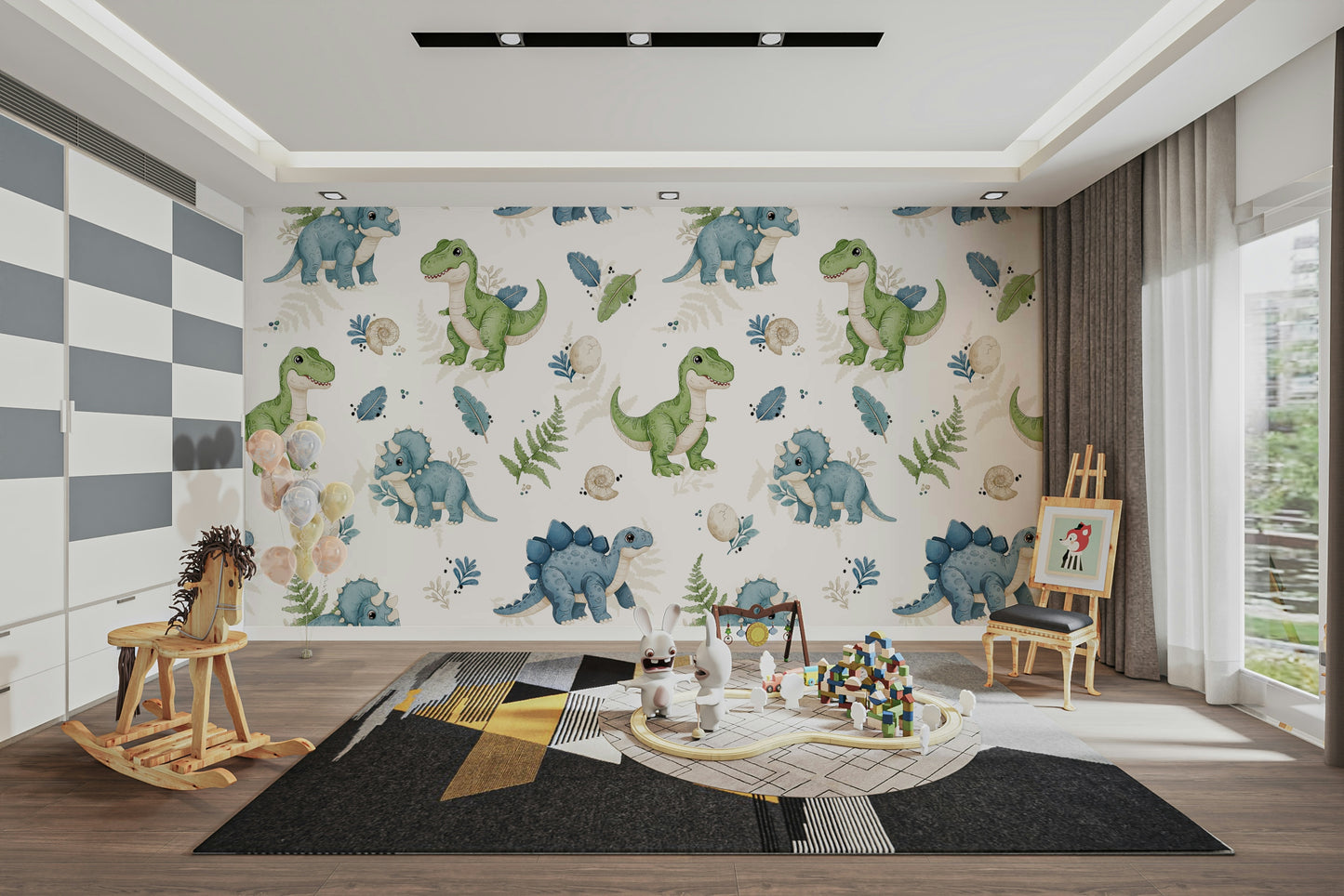 Stegosaurus and T-rex cartoon design

