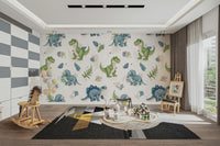 Stegosaurus and T-rex cartoon design

