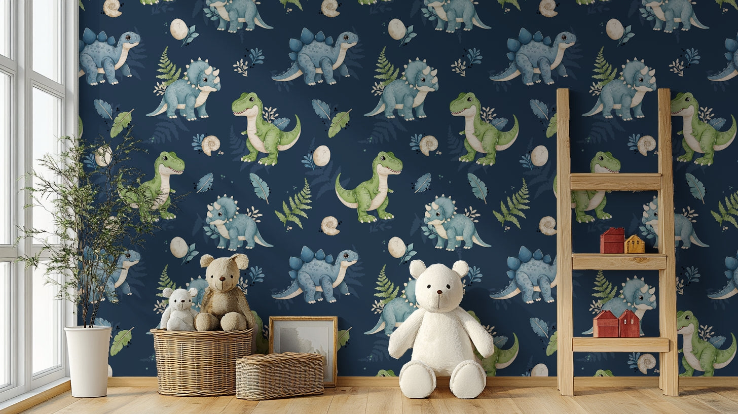 Cute dinos with fern and egg accents


