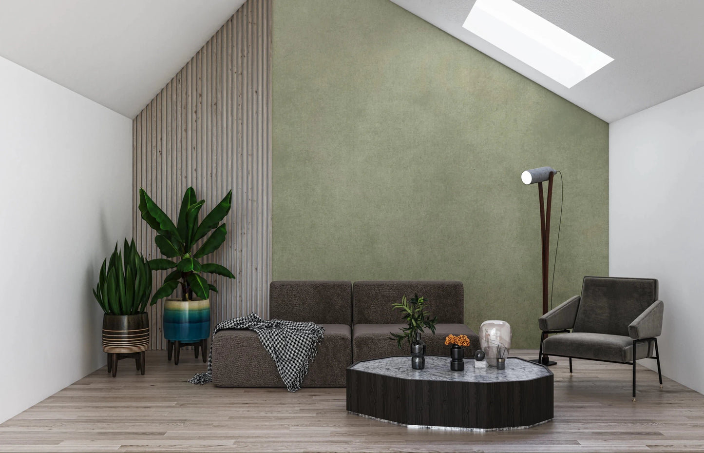 Dirty Paper - Ombre Olive Wall Mural