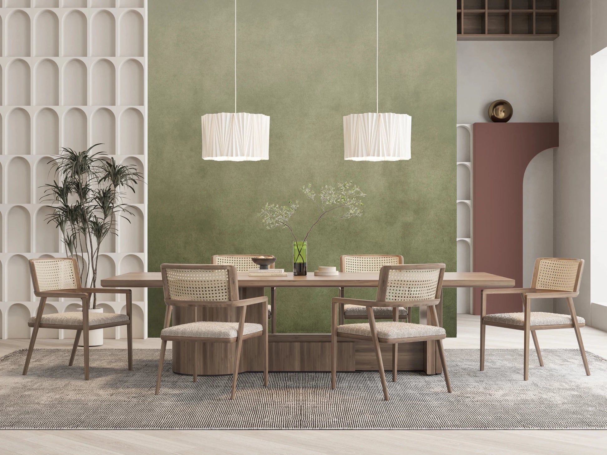 Dirty Paper - Ombre Olive Wall Mural