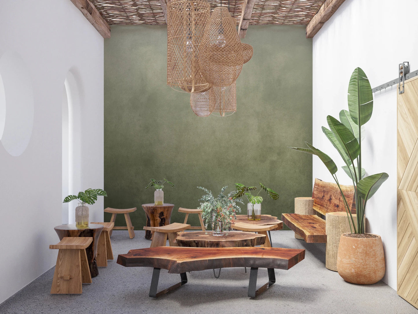 Dirty Paper - Ombre Olive Wall Mural