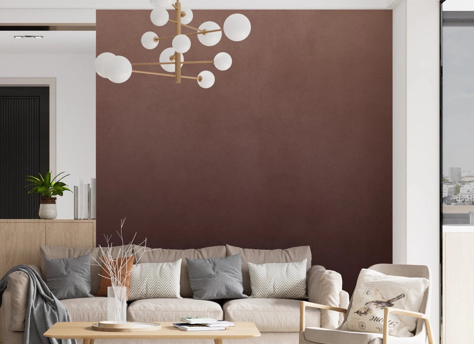 Dirty Paper - Ombre Peach Wall Mural