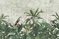 Nature-meets-nostalgia mural wallpaper design

