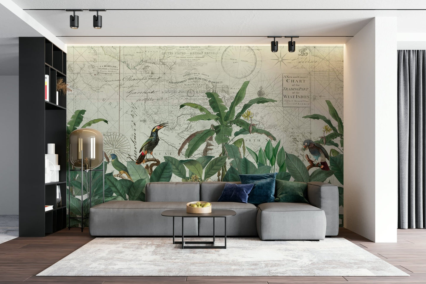 Full view of Tropical Vintage World mural