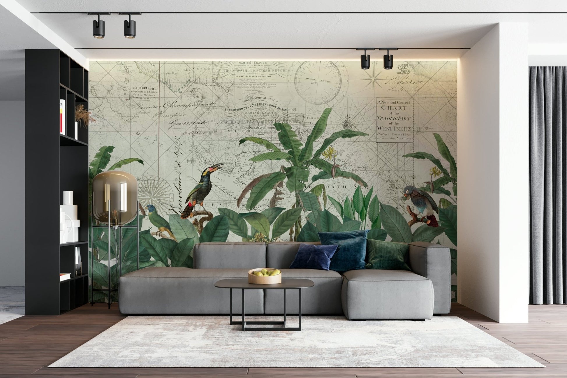 Full view of Tropical Vintage World mural