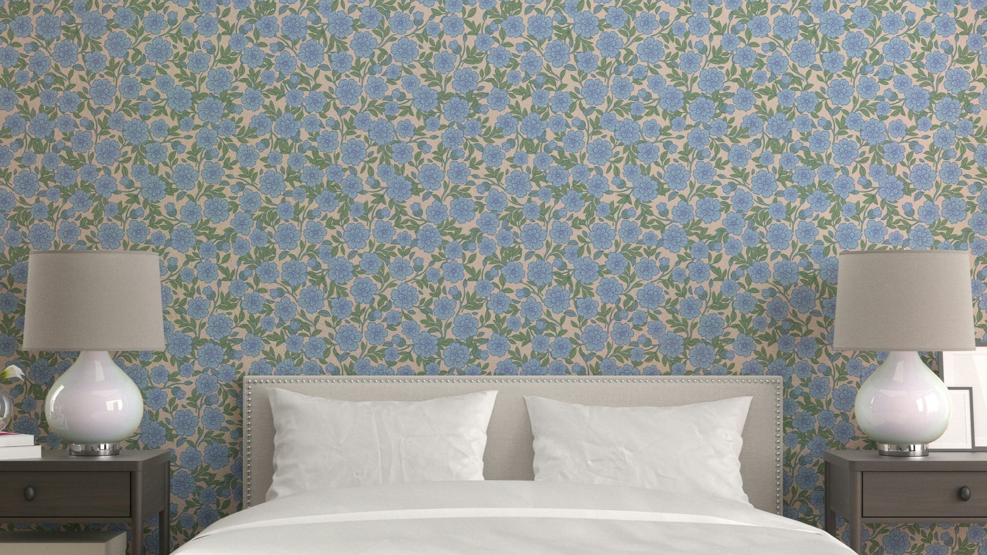 Ditsy blue floral wallpaper for a fresh, welcoming space

