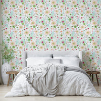 Cottagecore-inspired wallpaper with white base

