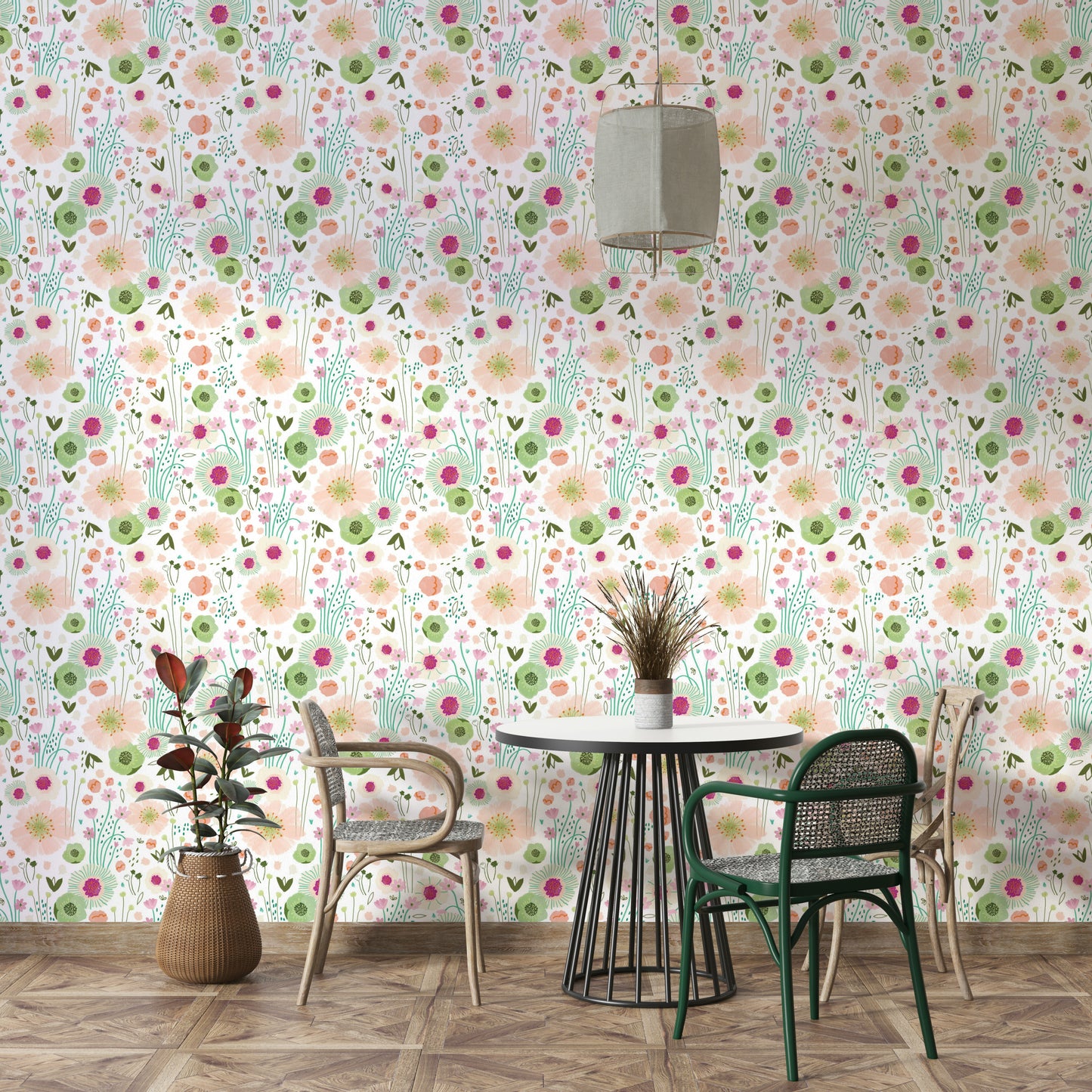Ditsy Dream wallpaper in fresh white tones

