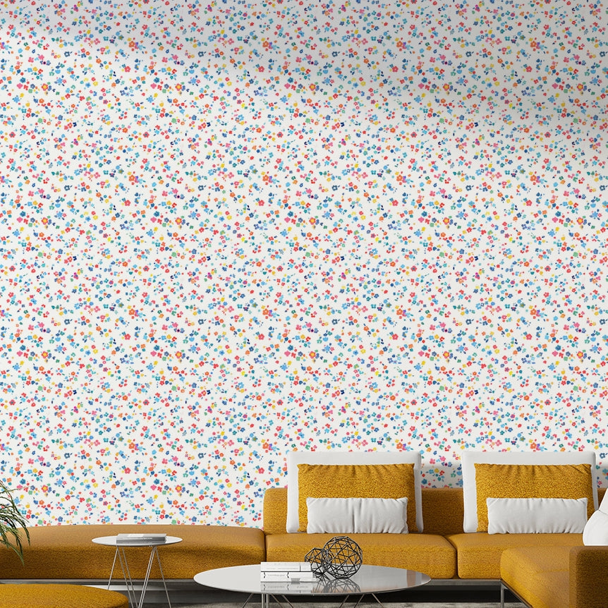 Ditsy floral wallpaper with tiny multicolor flowers

