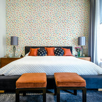 Delicate minimal floral wallpaper for bedrooms

