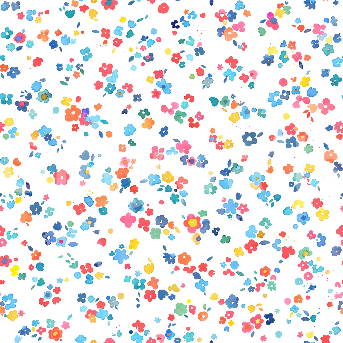Ditsy Minimal Tiny Flowers Multicolor wallpaper close-up showing scattered tiny blossoms on a white ground