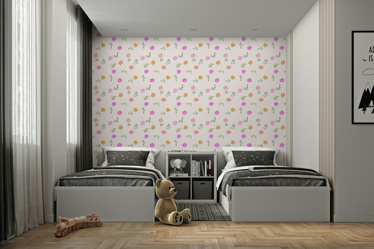 An artistic nature inspired mural for home decor.

