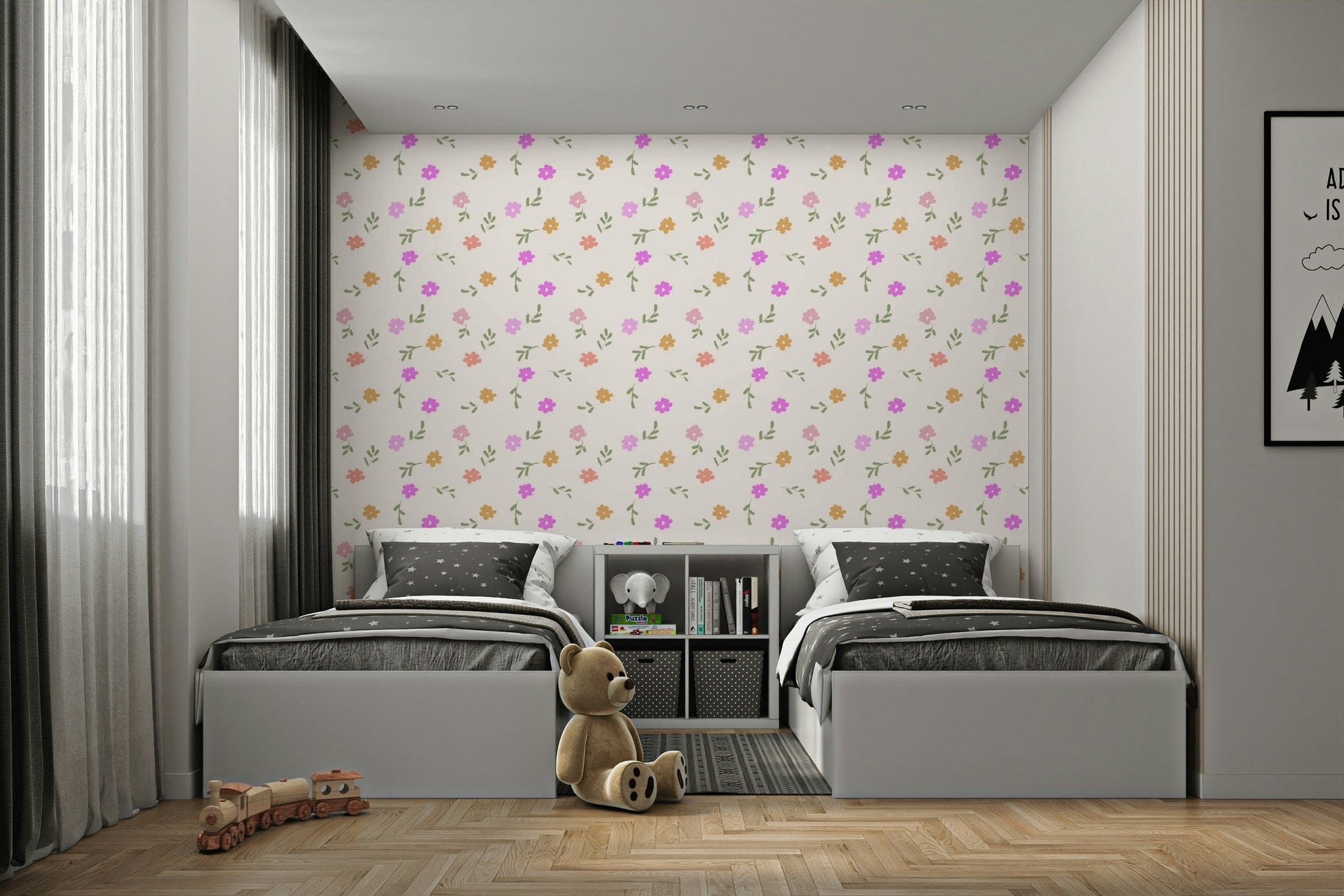An artistic nature inspired mural for home decor.

