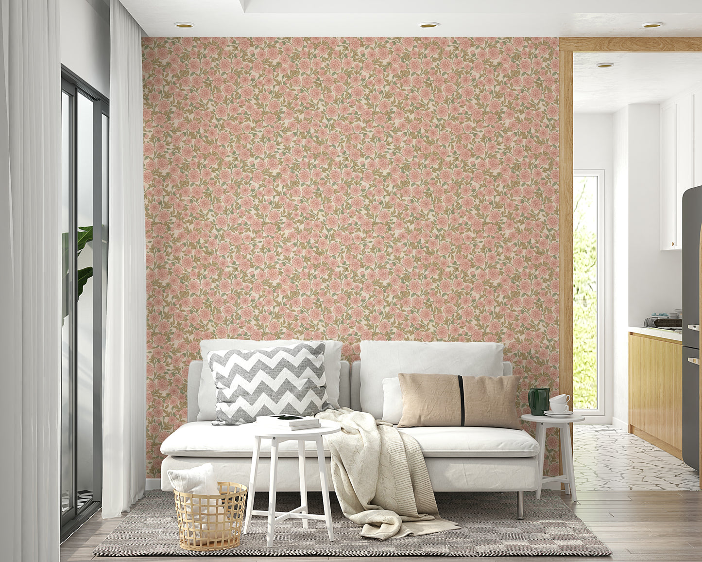 Juno Welcoming Walls Ditsy Peach Floral Wallpaper⁠