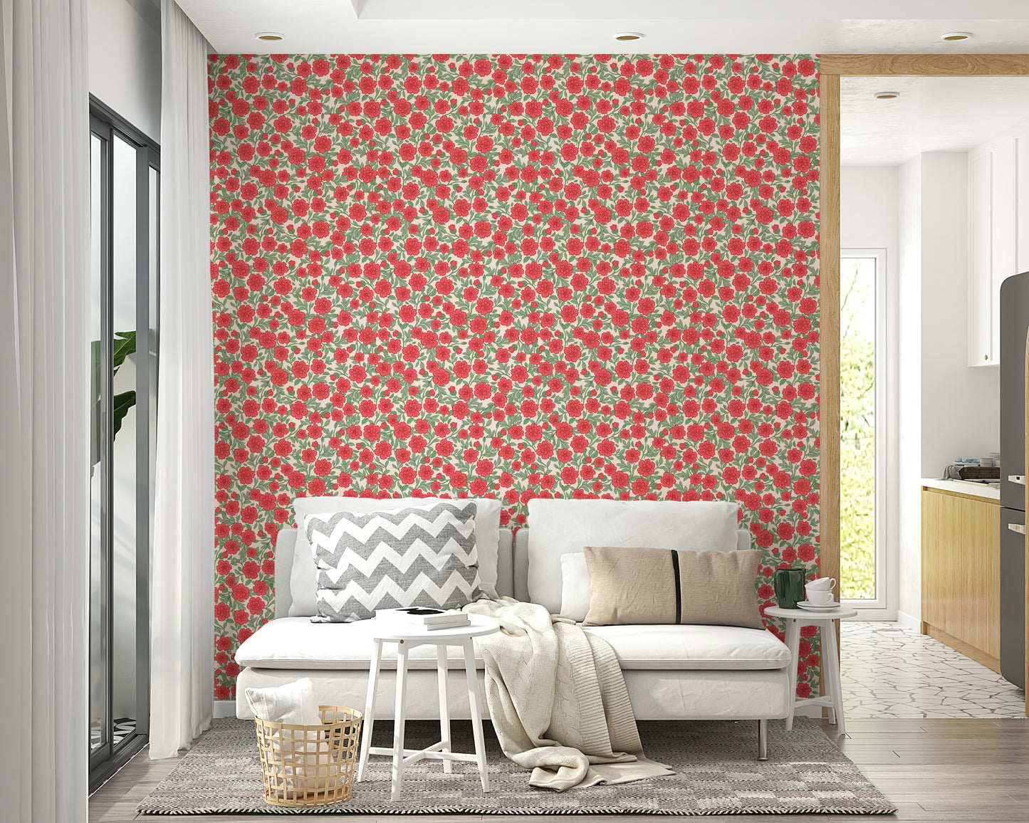 Fresh and soft pink floral wallpaper for vibrant interiors

