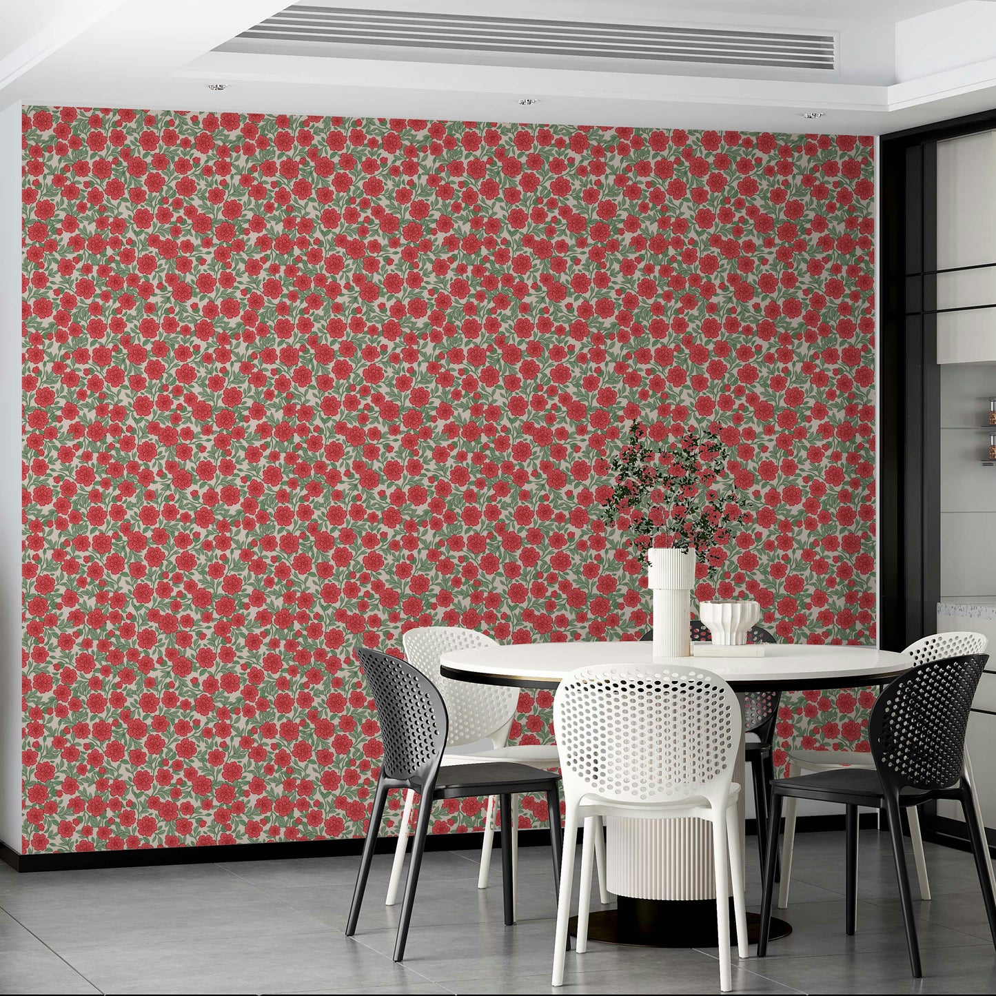 Ditsy pink floral wallpaper for a warm, welcoming space

