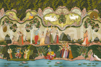 Peaceful divine scene with flute-playing Krishna wall mural