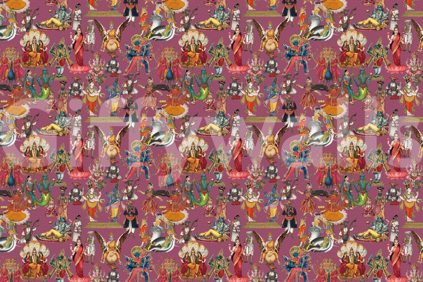 Hindu pantheon tapestry Divine Indian Pantheon wall mural layout