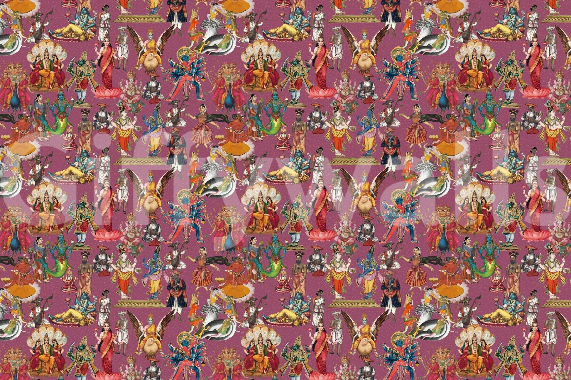 Hindu pantheon tapestry Divine Indian Pantheon wall mural layout