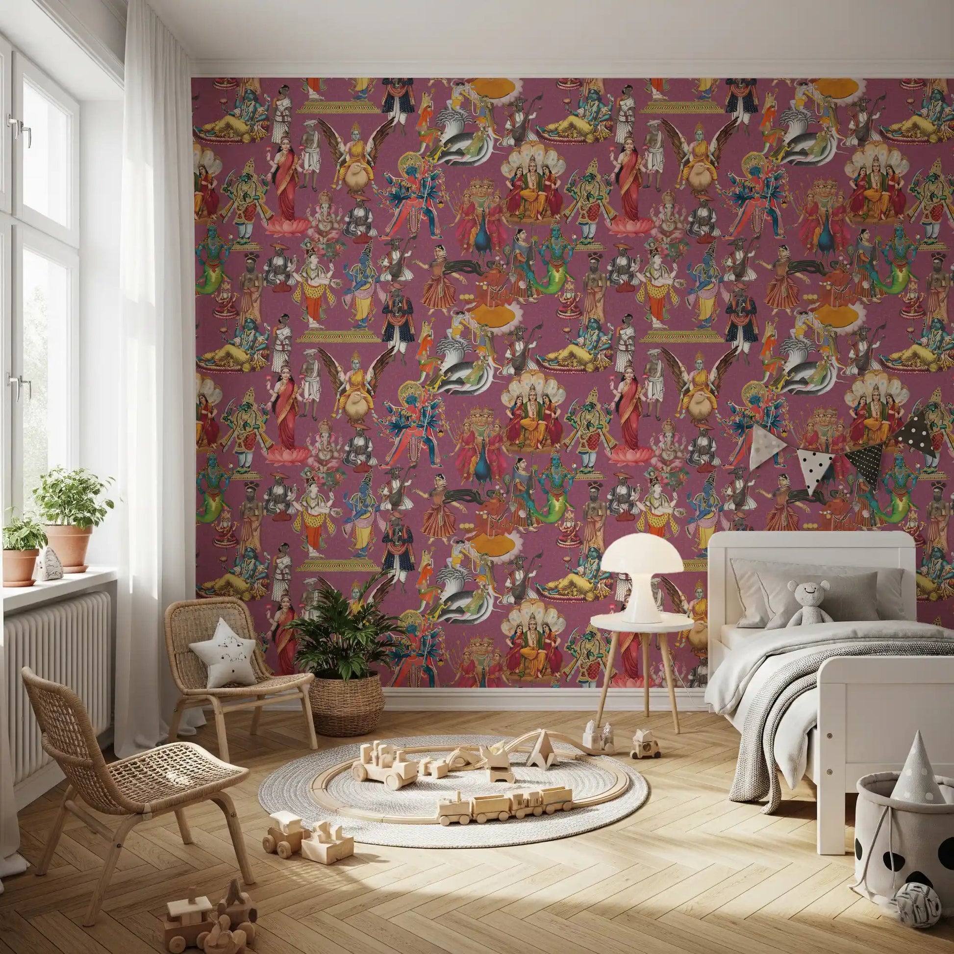 Traditional Hindu mythology Divine Indian Pantheon wall mural pattern