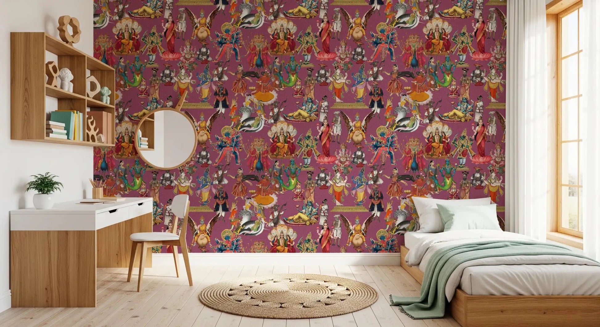 Hindu deity illustration Divine Indian Pantheon wall mural in bedroom