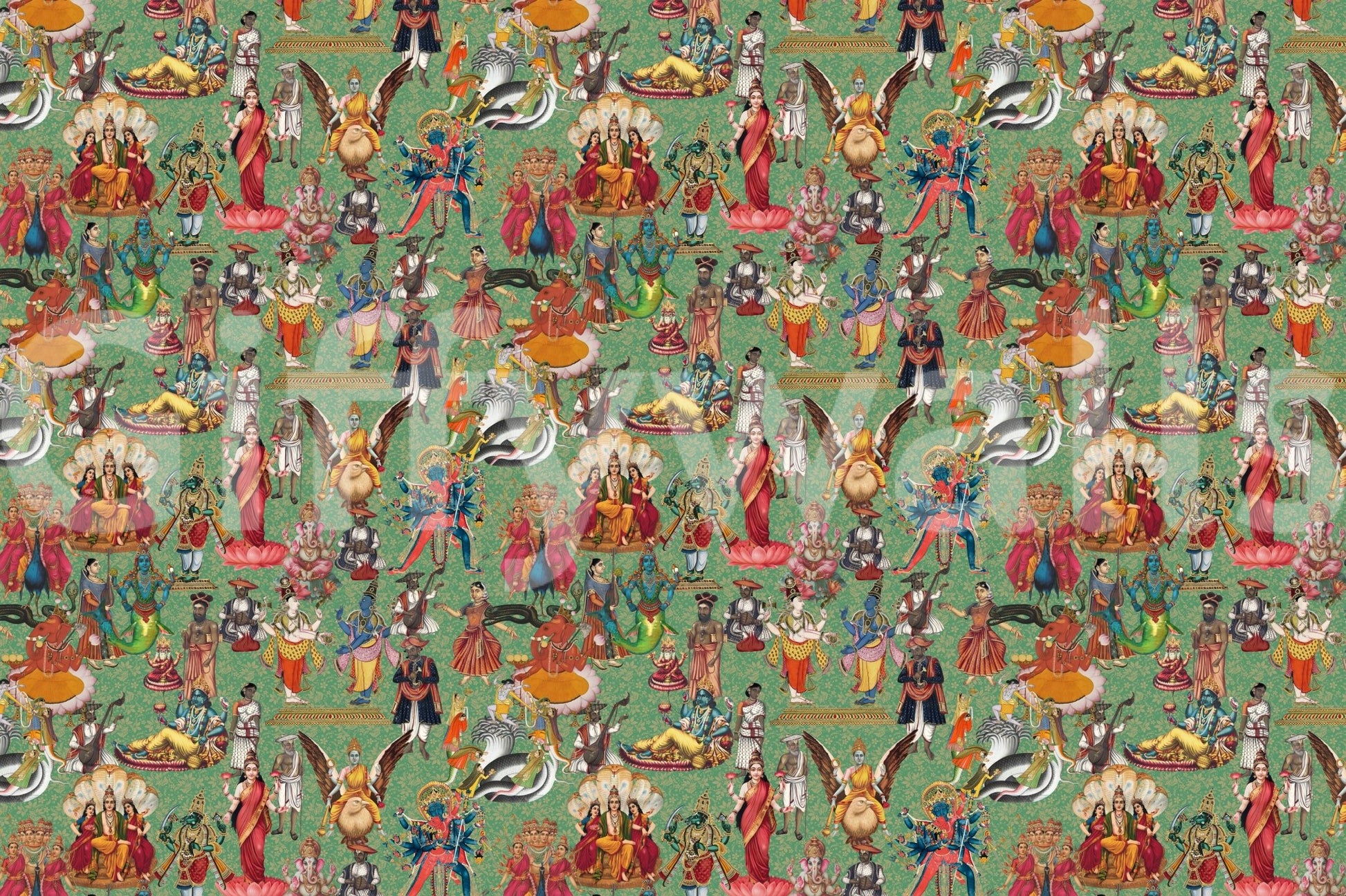 Heritage Hindu deity tapestry Divine Pantheon wall mural pattern