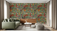 Divine Pantheon Hindu deities wall mural placed in living room setting