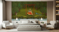 Durable vinyl wallpaper featuring a peaceful outdoor scene for a hallway.