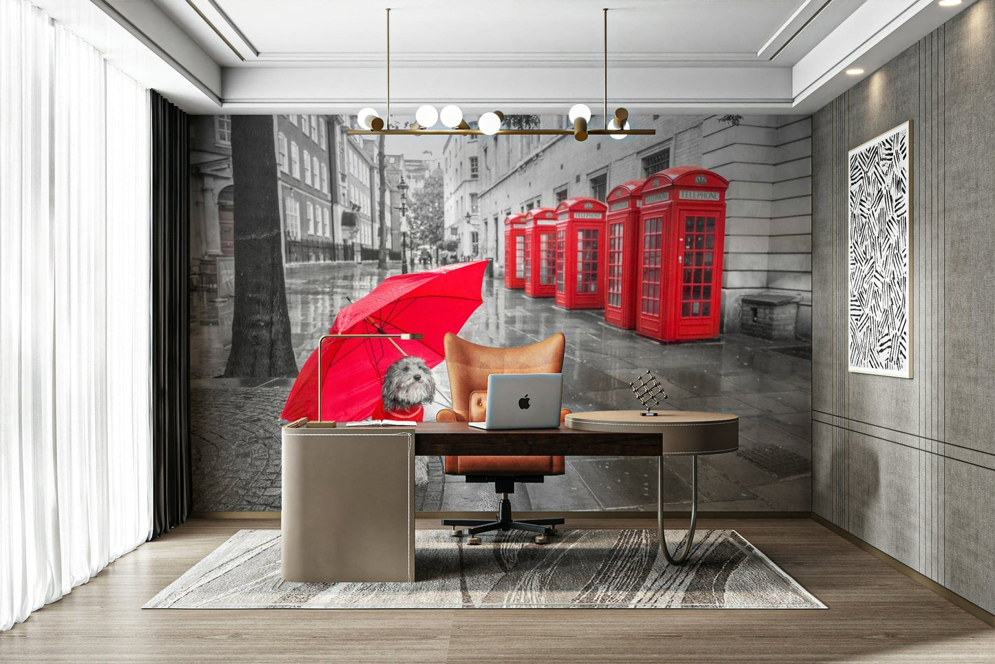 Wall decor evoking London's unique charm.

