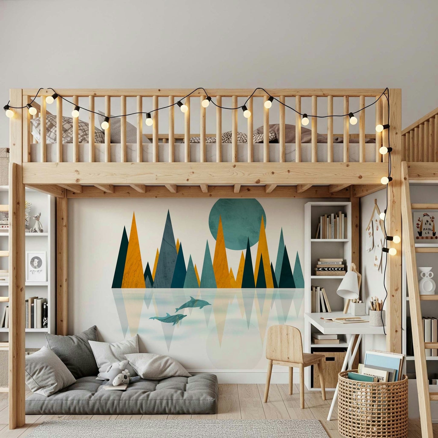 Custom print Dolphins Sunset adhesive wallcovering