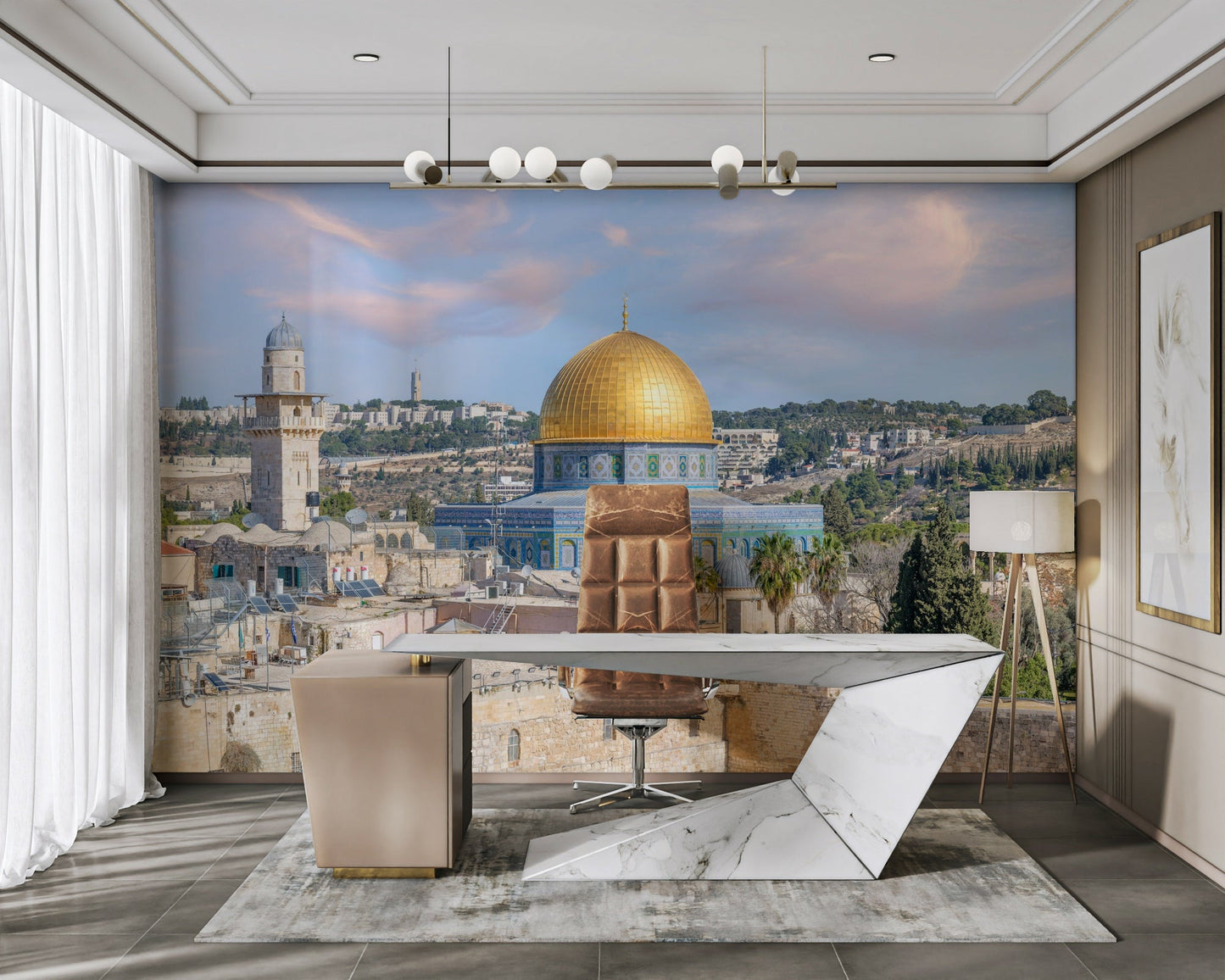 Jerusalem city wallpaper with soft tones

