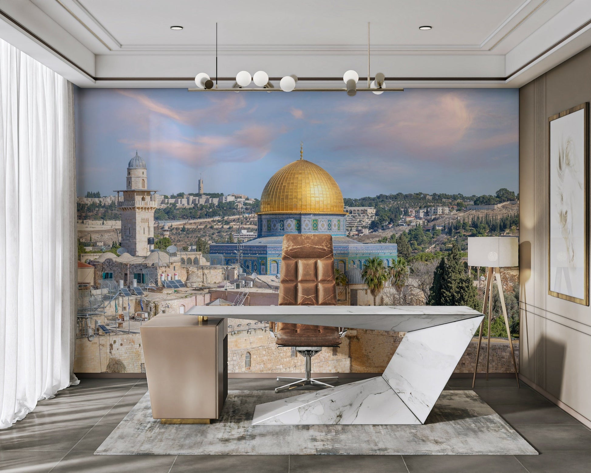 Jerusalem city wallpaper with soft tones

