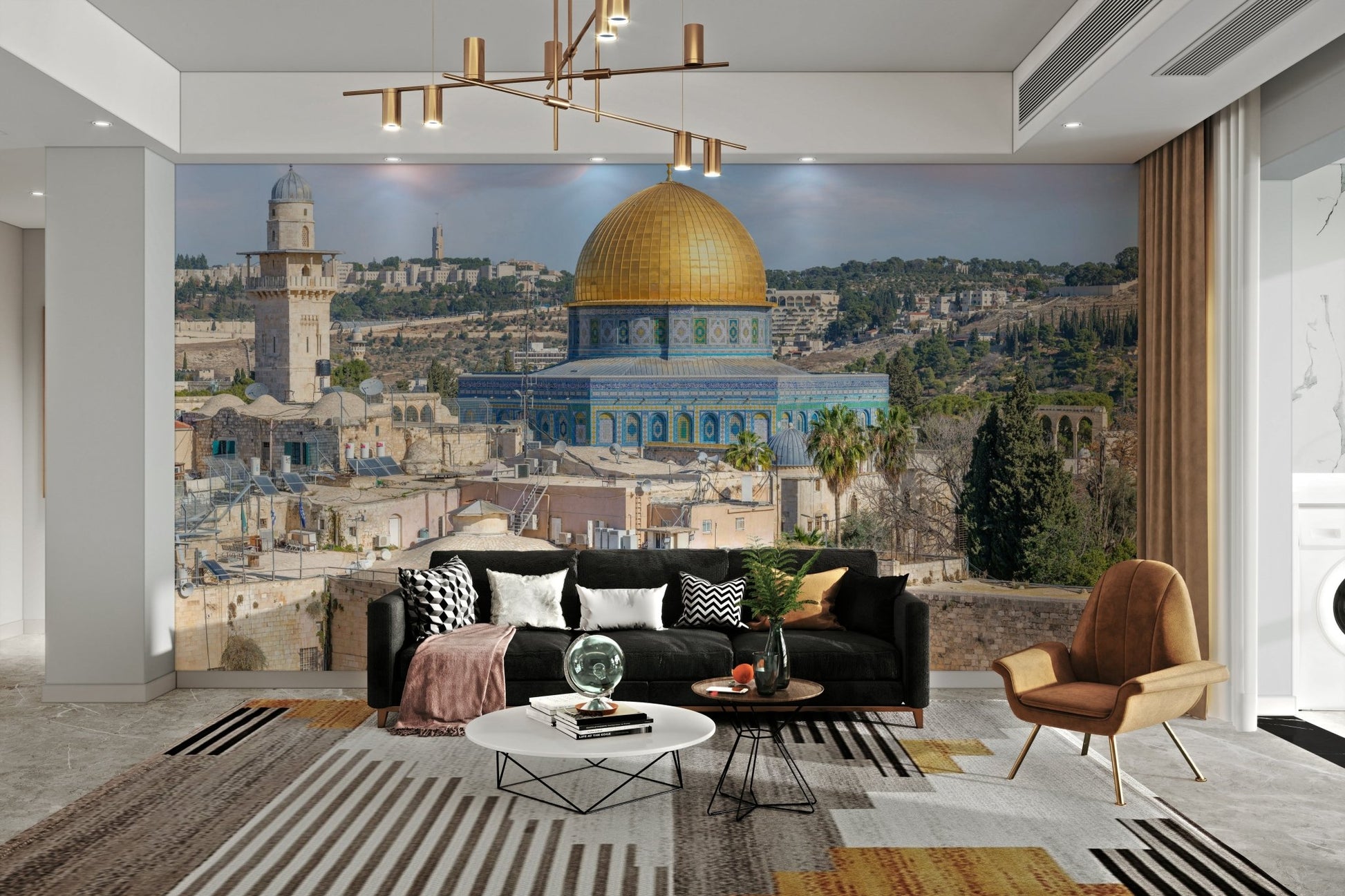 Peaceful cityscape with iconic golden dome

