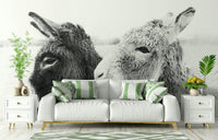 Animal themed mural in a small flat bedroom setting.