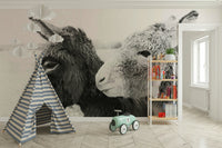 Subtle animal print wallpaper for a quiet reading room.