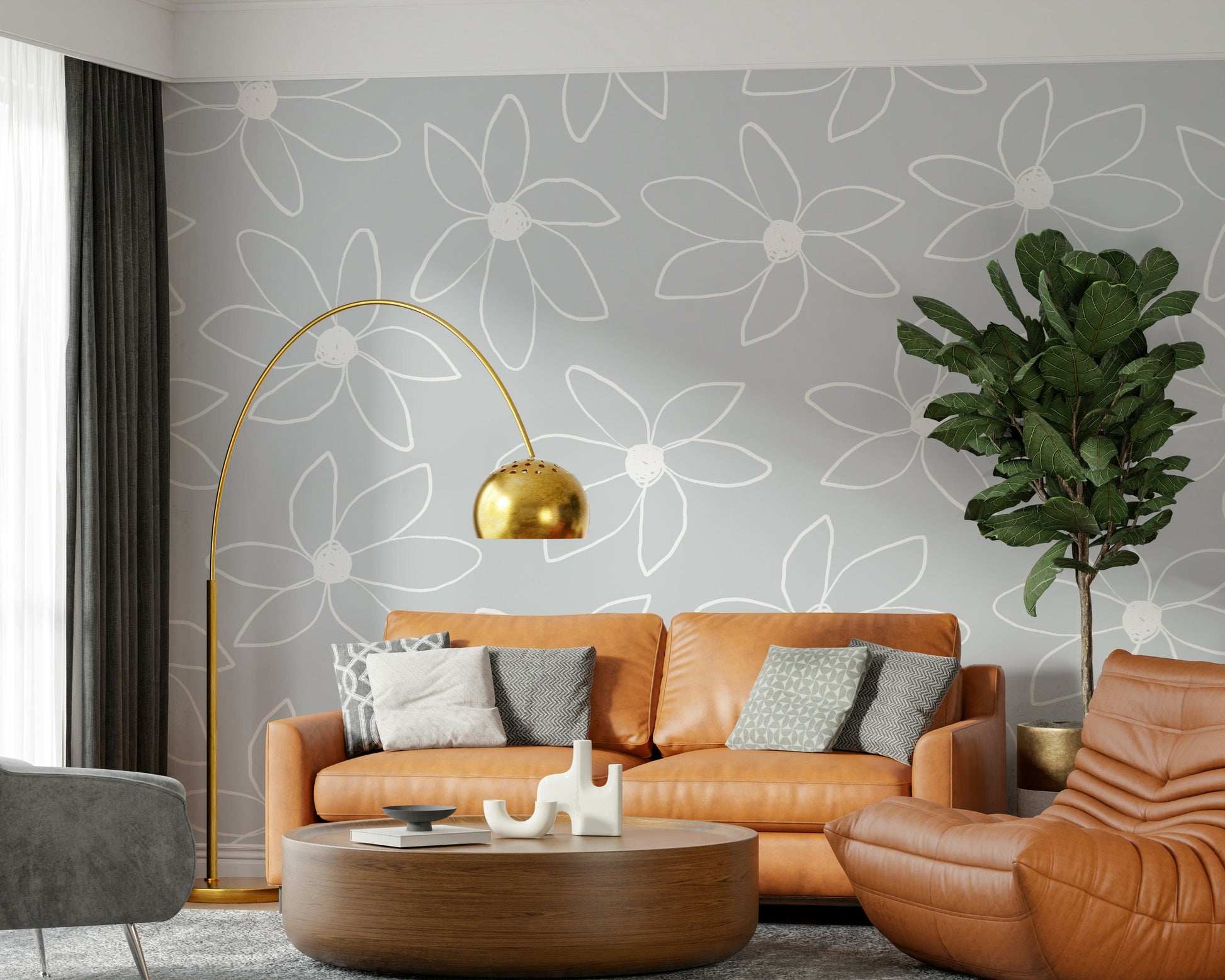 An artistic nature inspired mural for home decor.

