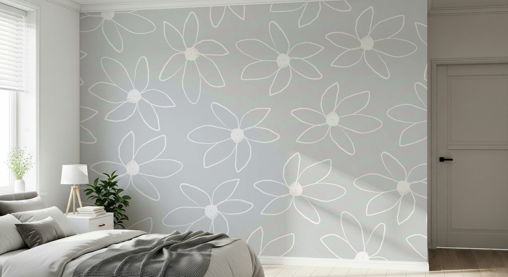 A contemplative doodle pattern wallpaper mural for a feature wall.

