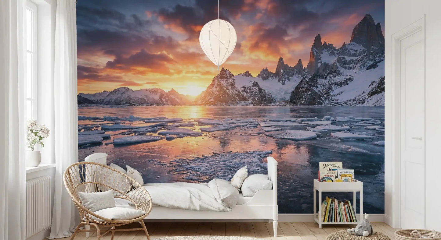 Dramatic Ice & Fire Peaks Wall Mural