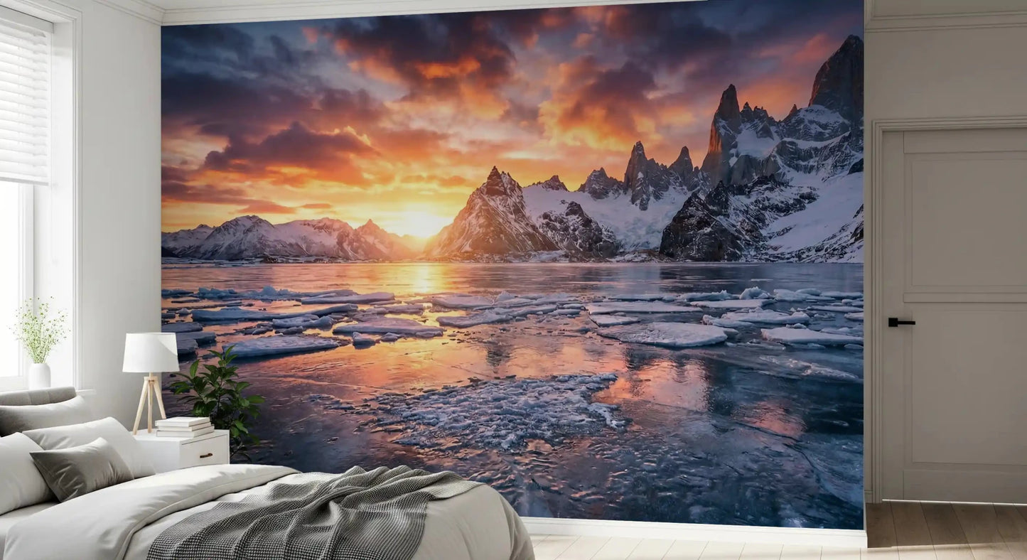 Dramatic Ice & Fire Peaks Wall Mural
