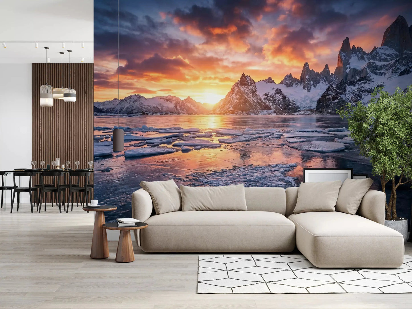 Dramatic Ice & Fire Peaks Wall Mural