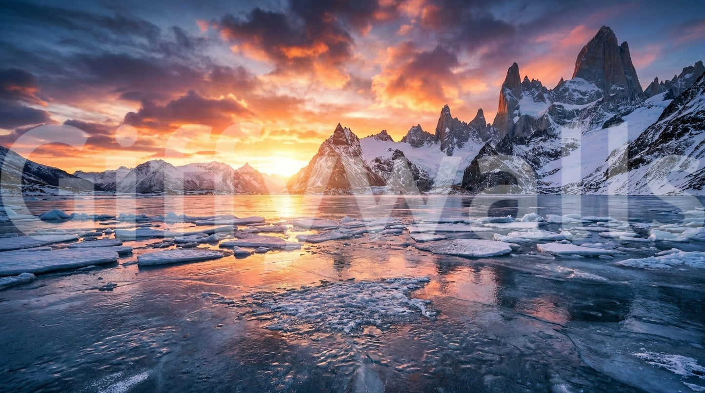 Dramatic Ice & Fire Peaks Wall Mural