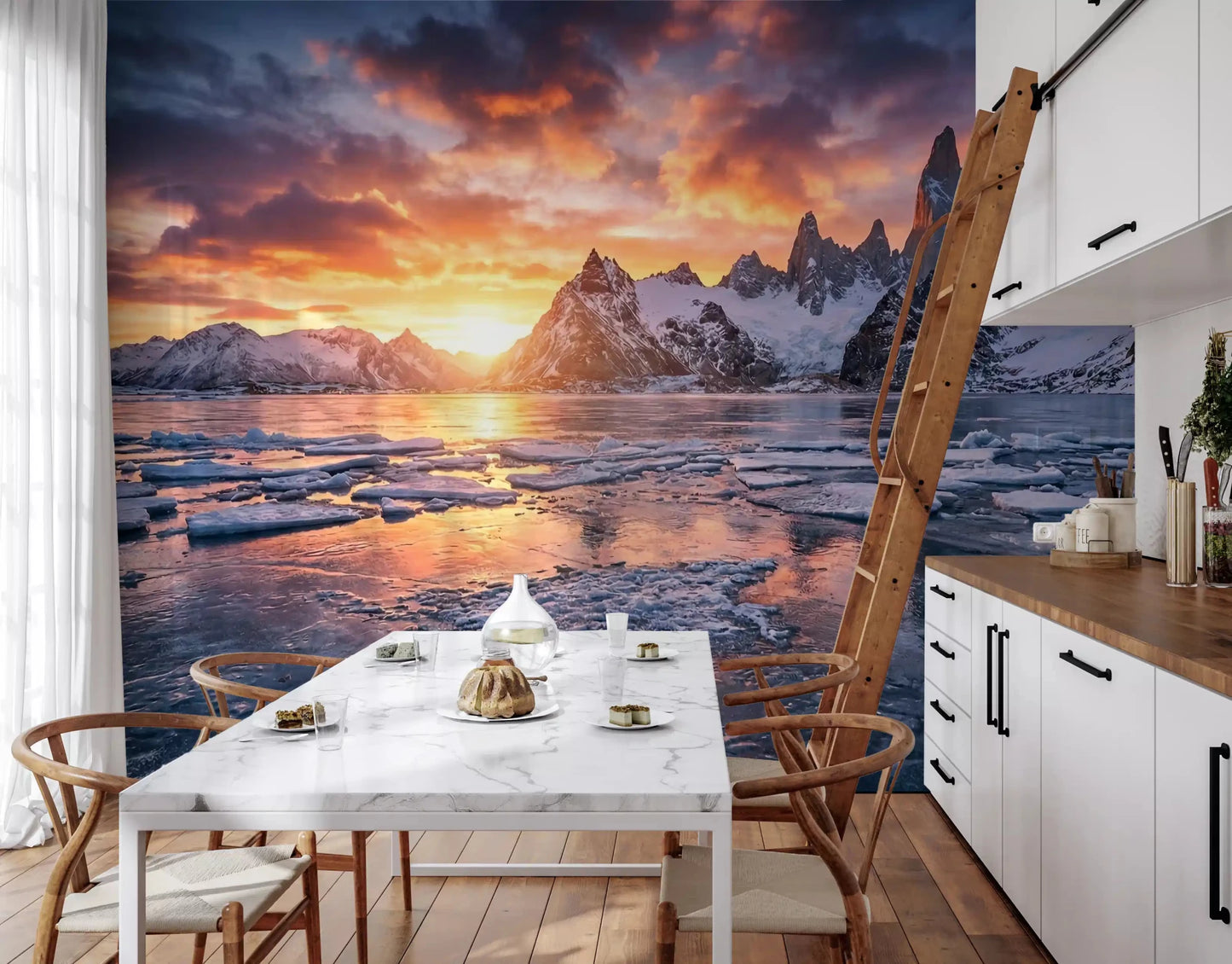 Dramatic Ice & Fire Peaks Wall Mural