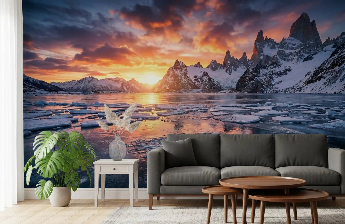 Dramatic Ice & Fire Peaks Wall Mural