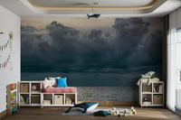 A calming ocean wave wallpaper mural that defines a space.

