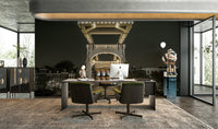 A high-resolution photo-realistic wall mural of a lit drawbridge at night.

