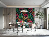 The image shows an artistic impression of a serene tropical jungle scene.

